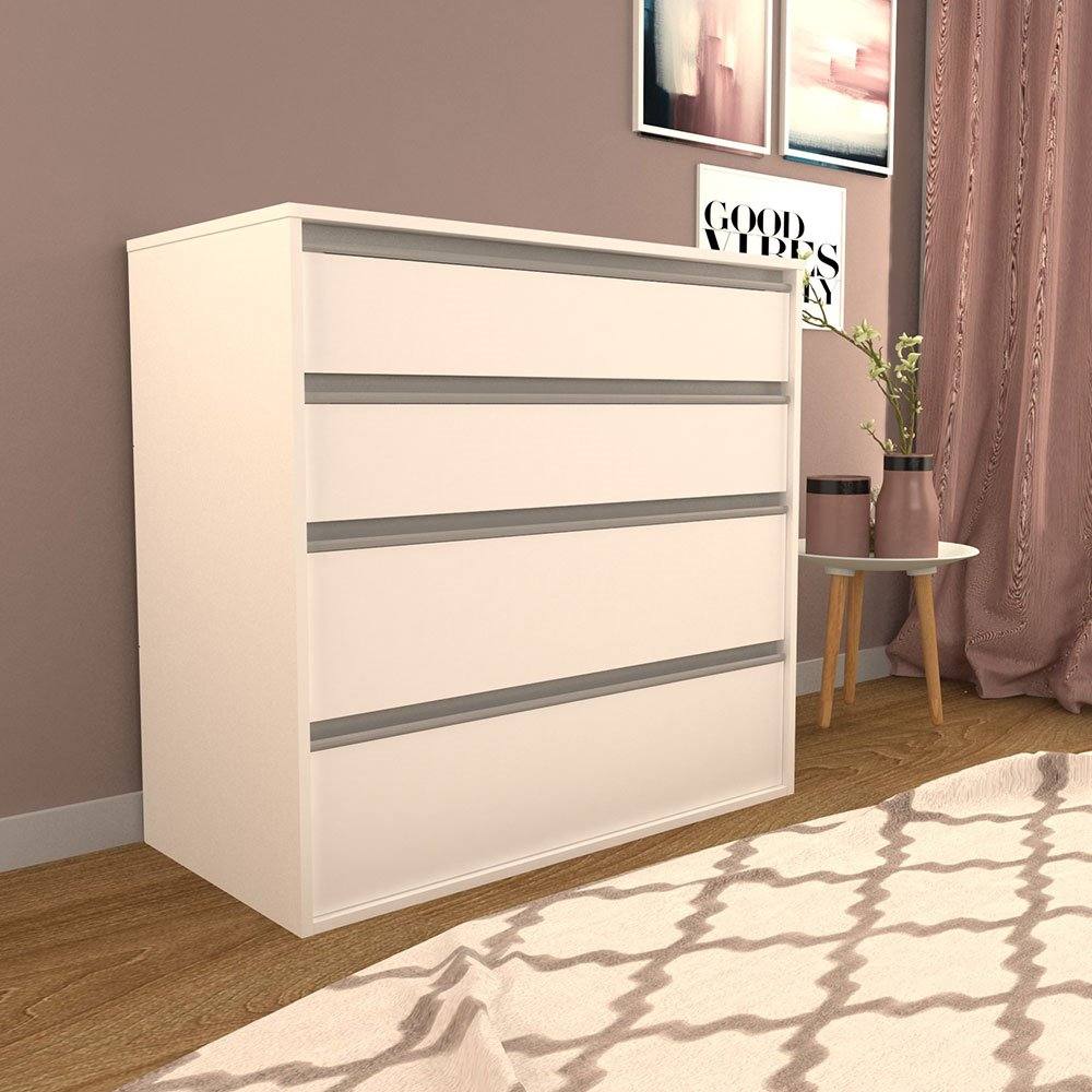 Cômoda com 04 Gavetas 100% MDF CO19 Branco
